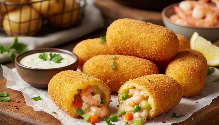 Kroket kentang isi udang sayuran