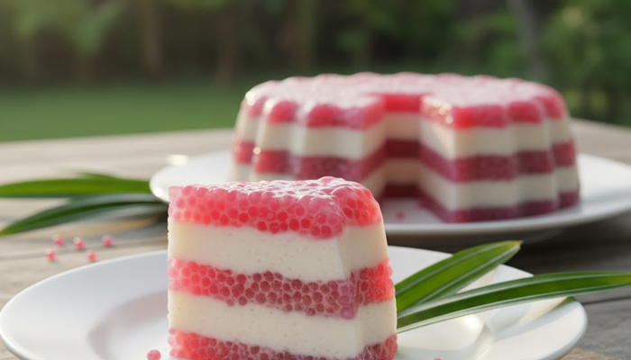 Puding lapis sagu mutiara