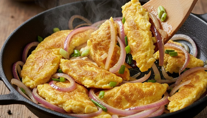 Resep Telur Dadar oseng Bawang
