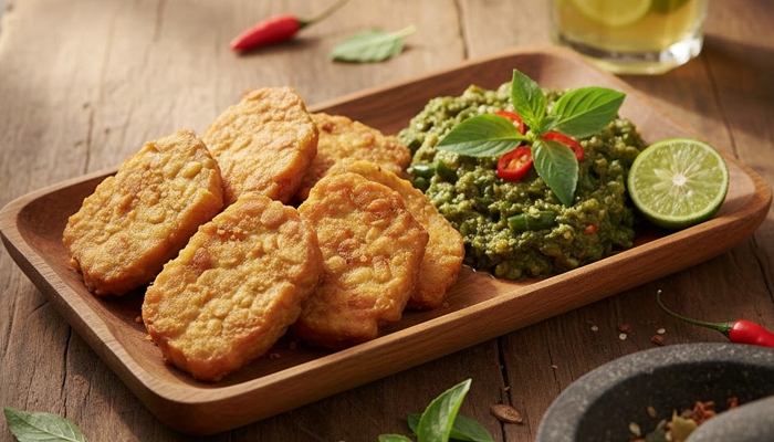 Tempe goreng sambal kemangi