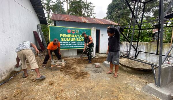 TMMD Satukan Langkah, TNI Hadirkan Sumur Bor bagi Jemaat HKBP Panjaratan